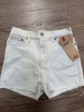 NEW Levi's Light White High-Rise Raw Hem Denim Shorts sz 26